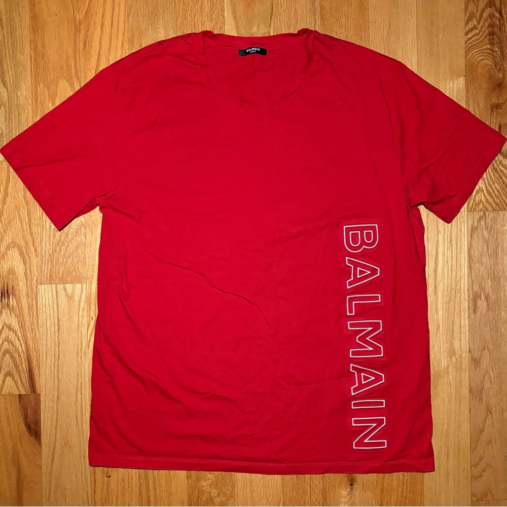 Balmain Red Short Sleeve Tee